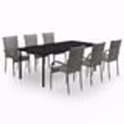 vidaXL Ensemble à manger de jardin 7 pcs Gris et noir