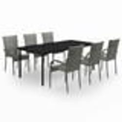 vidaXL Ensemble à manger de jardin 7 pcs Gris et noir