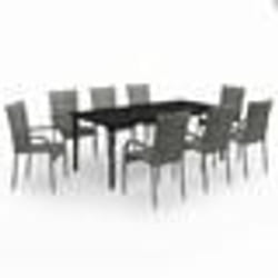vidaXL Ensemble à manger de jardin 9 pcs Gris et noir