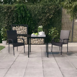 vidaXL Ensemble à manger de jardin 3 pcs Noir