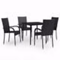 vidaXL Ensemble à manger de jardin 5 pcs Noir