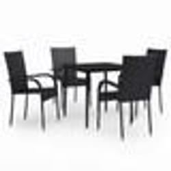 vidaXL Ensemble à manger de jardin 5 pcs Noir