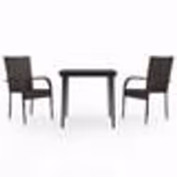 vidaXL Ensemble à manger de jardin 3 pcs Marron et noir