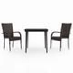 vidaXL Ensemble à manger de jardin 3 pcs Marron et noir
