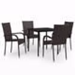 vidaXL Ensemble à manger de jardin 5 pcs Marron et noir