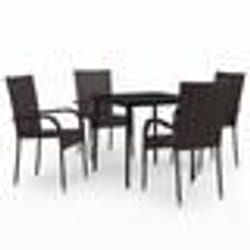 vidaXL Ensemble à manger de jardin 5 pcs Marron et noir