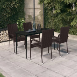 vidaXL Ensemble à manger de jardin 5 pcs Marron et noir