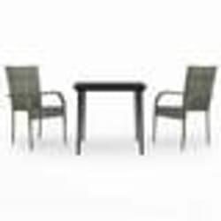 vidaXL Ensemble à manger de jardin 3 pcs Gris et noir