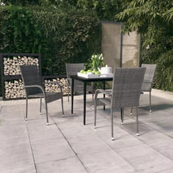 vidaXL Ensemble à manger de jardin 5 pcs Gris et noir