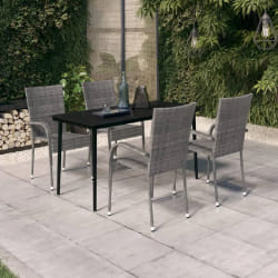 vidaXL Ensemble à manger de jardin 5 pcs Gris et noir