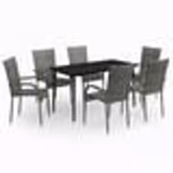 vidaXL Ensemble à manger de jardin 7 pcs Gris et noir