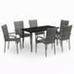 vidaXL Ensemble à manger de jardin 7 pcs Gris et noir
