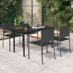 Vidaxl Ensemble À Manger De Jardin 5 Pcs Noir