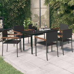 Vidaxl Ensemble À Manger De Jardin 7 Pcs Noir