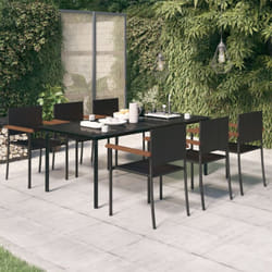 Vidaxl Ensemble À Manger De Jardin 7 Pcs Noir