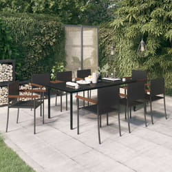 Vidaxl Ensemble À Manger De Jardin 9 Pcs Noir