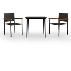 Ensemble À Manger De Jardin 3 Pcs Noir Vidaxl