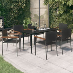 Vidaxl Ensemble À Manger De Jardin 7 Pcs Noir