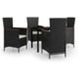 vidaXL Ensemble à manger de jardin avec coussins 5 pcs Noir