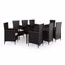 vidaXL Ensemble à manger de jardin avec coussins 9 pcs noir
