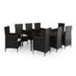 vidaXL Ensemble à manger de jardin avec coussins 9 pcs noir