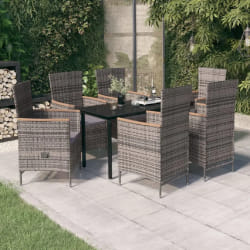 vidaXL Ensemble à manger de jardin avec coussins 7 pcs Gris