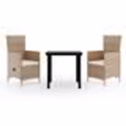 vidaXL Ensemble à manger de jardin avec coussins 3 pcs Beige