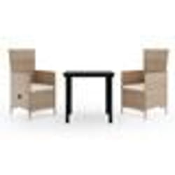 vidaXL Ensemble à manger de jardin avec coussins 3 pcs Beige