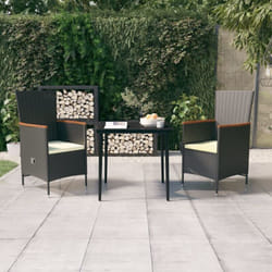 Vidaxl - Ensemble à manger de jardin avec coussins 3 pcs noir