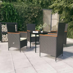 vidaXL Ensemble à manger de jardin avec coussins 5 pcs Noir