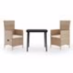 vidaXL Ensemble à manger de jardin avec coussins 3 pcs Beige