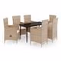 vidaXL Ensemble à manger de jardin avec coussins 7 pcs Beige