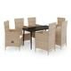 vidaXL Ensemble à manger de jardin avec coussins 7 pcs Beige