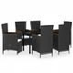 vidaXL Ensemble à manger de jardin avec coussins 7 pcs Noir
