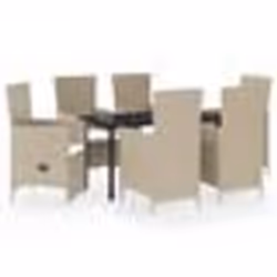 vidaXL Ensemble à manger de jardin avec coussins 7 pcs Beige