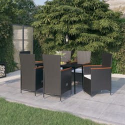 Vidaxl - Ensemble à manger de jardin avec coussins 7 pcs Noir