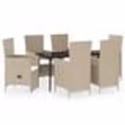 vidaXL Ensemble à manger de jardin avec coussins 7 pcs Beige