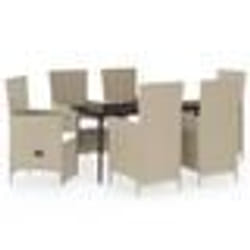 vidaXL Ensemble à manger de jardin avec coussins 7 pcs Beige