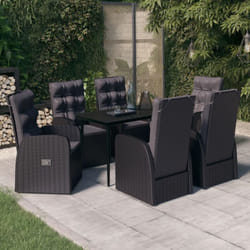 Vidaxl - Ensemble à manger de jardin avec coussins 7 pcs Noir