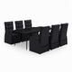 vidaXL Ensemble à manger de jardin avec coussins 7 pcs Noir