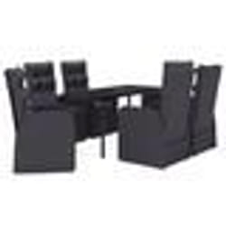 vidaXL Ensemble à manger de jardin avec coussins 7 pcs Noir