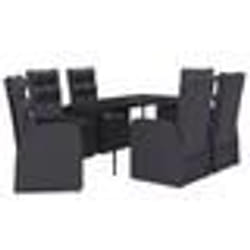 vidaXL Ensemble à manger de jardin avec coussins 7 pcs Noir