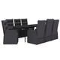 vidaXL Ensemble à manger de jardin avec coussins 9 pcs noir