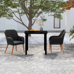 vidaXL Ensemble à manger de jardin avec coussins 3 pcs noir