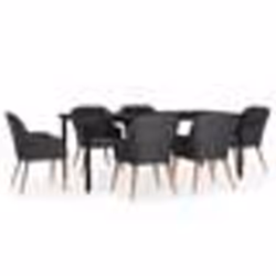 vidaXL Ensemble à manger de jardin avec coussins 7 pcs Noir