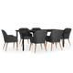vidaXL Ensemble à manger de jardin avec coussins 7 pcs Noir