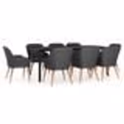 vidaXL Ensemble à manger de jardin avec coussins 9 pcs noir