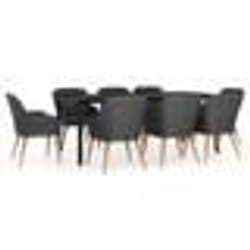vidaXL Ensemble à manger de jardin avec coussins 9 pcs noir