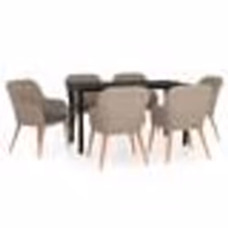 vidaXL Ensemble à manger de jardin et coussins 7 pcs Marron