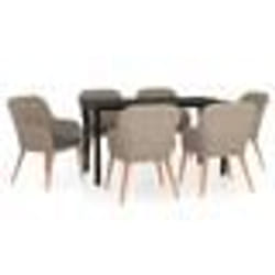 vidaXL Ensemble à manger de jardin et coussins 7 pcs Marron